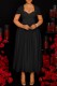 Black Casual Solid Color Patchwork Ruched Square Neck Waist Skirt Plus Size Dresses