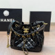 Black Casual Letters Draw String Metal Accessories Trim Texture Bags