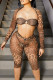 Leopard Print Sexy Hot Leopard Print See-Through Belted Strapless Long Sleeve Three Piece Set