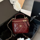Burgundy Daily Solid Color Patchwork Zipper Texture Bags