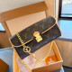 Brown Casual Letters Patchwork Chains Contrast Bags