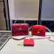 Red Casual Letters Patchwork Chains Velvet Bags