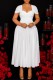 White Casual Solid Color Patchwork Ruched Square Neck Waist Skirt Plus Size Dresses