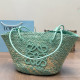Turquoise Vacation Colorblock Patchwork Weave Contrast Bags