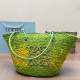 Green Vacation Colorblock Patchwork Weave Contrast Bags