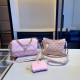 Pink Casual Solid Color Patchwork Chains Texture Bags
