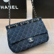Silver Blue Celebrities Solid Color Patchwork Chains Texture Bags