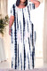 White Casual Striped Print Pocket Contrast O Neck Printed Plus Size Dresses