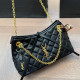 Black Casual Solid Color Patchwork Chains Texture Bags