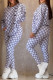 White Casual Letter Print Pocket Contrast O Neck Long Sleeve Two Pieces