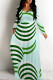 Light Green Casual Geometric Print Pocket Contrast O Neck Printed Dresses
