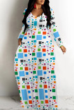 Black Casual Colorblock Flowers Print Pocket Contrast O Neck Printed Dresses