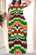 Stripe Casual Graffiti Print Pocket Contrast O Neck Printed Plus Size Dresses