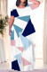 Multicolor Casual Geometric Print Pocket Contrast O Neck Printed Plus Size Dresses