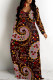Black Coffee Casual National Totem Print Pocket Contrast O Neck Printed Dresses