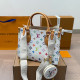 White Casual Letters Gradient Patchwork Contrast Bags