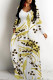 Yellow White Casual Colorblock Flowers Print Pocket Contrast O Neck Printed Dresses