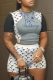 White Casual Print Patchwork O Neck Short Sleeve Two Pieces