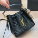 Black Casual Letters Draw String Texture Bags