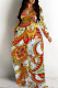 White Casual National Totem Print Pocket Contrast O Neck Printed Dresses