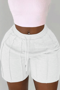 White Casual Solid Color Patchwork Skinny Mid Waist Conventional Patchwork Bottoms