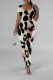 Multi-color Casual Leopard Print Tiger Stripes Contrast O Neck Printed Short Sleeve Dress
