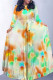 Green Elegant Floral Print Gradient Lace Up O Neck Printed Dresses