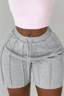 Grey Casual Solid Color Patchwork Skinny Mid Waist Conventional Patchwork Bottoms