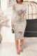 Light Pink Casual Floral Print Gradient Contrast O Neck Printed Dresses