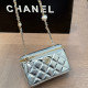 Silver Casual Gradient Pearls Decor Zipper Bags