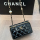 Black Casual Gradient Pearls Decor Zipper Bags