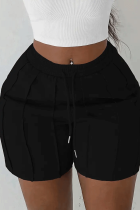 Black Casual Solid Color Patchwork Skinny Mid Waist Conventional Patchwork Bottoms