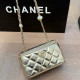 Gold Casual Gradient Pearls Decor Zipper Bags