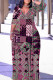 Rose Purple Casual Graffiti Print Lace Up Contrast V Neck Printed Plus Size Dresses