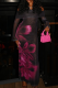 Black Sexy Print Patchwork Off Shoulder Long Dresses