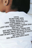 White Casual Animal Print Letters O Neck T-Shirts