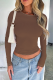 Dark Brown Casual Solid Color Patchwork O Neck Tops
