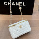 White Casual Gradient Pearls Decor Zipper Bags