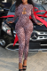 Leopard Print Sexy Leopard Print Patchwork Backless O Neck Skinny Jumpsuits