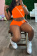 Orange Casual Street Letter Print O Neck Short Sleeve Two Pieces