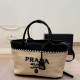 Black Casual Letters Patchwork Weave Contrast Bags