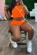 Orange Casual Street Letter Print O Neck Short Sleeve Two Pieces