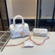 White Daily Letters Gradient Zipper Contrast Bags