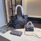 Black Casual Letters Gradient Patchwork Contrast Bags