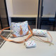 White Casual Letters Gradient Patchwork Zipper Bags