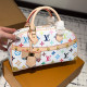 White Daily Letters Gradient Patchwork Zipper Contrast Bags