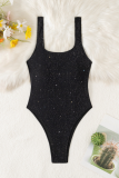 Red Sexy Solid Color Hollow Out Backless Belted Swimwears (With Paddings)