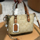 Apricot Brown Casual Letters Patchwork Zipper Contrast Bags