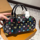 Black Daily Letters Gradient Patchwork Zipper Contrast Bags