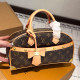 Brown Daily Letters Patchwork Zipper Contrast Bags
